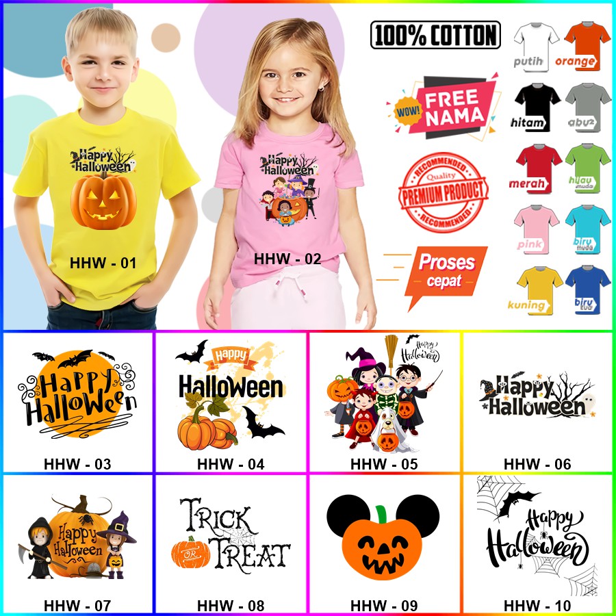 Baju Kaos ANAK DAN DEWASA HALLOWEEN COUPLE (FREE NAMA)