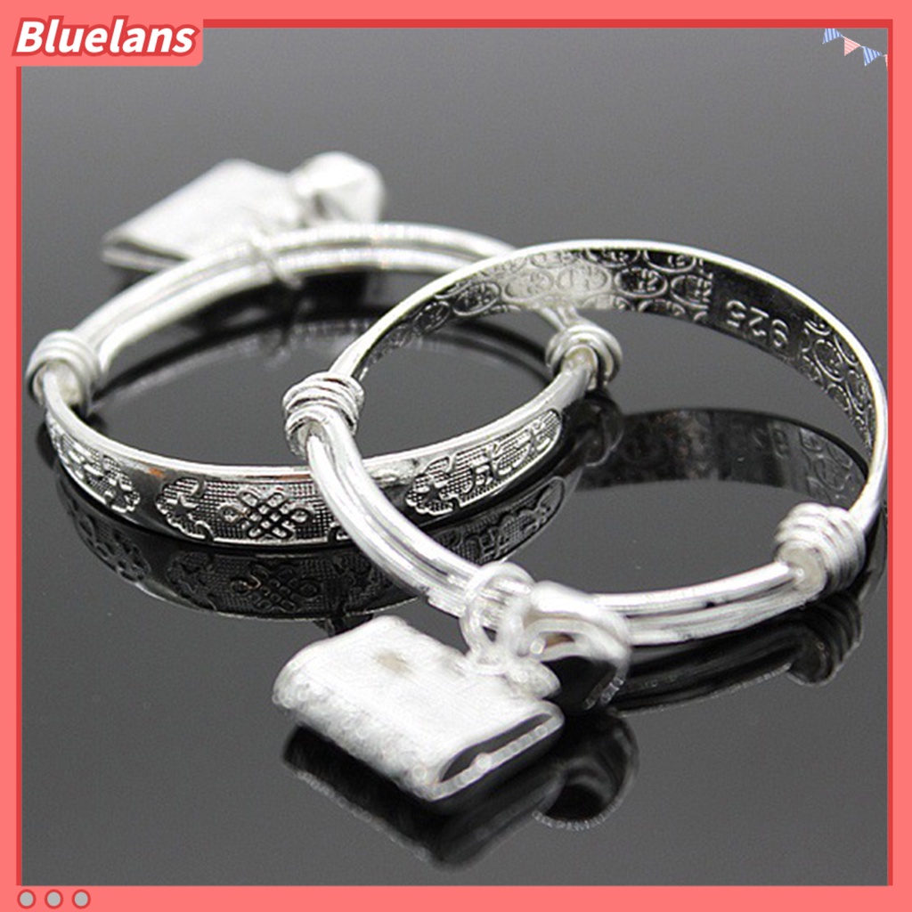 Bluelans Bracelet Embossing Design Adjustable Jewelry Bell Pendant Baby Bangle for Toddler