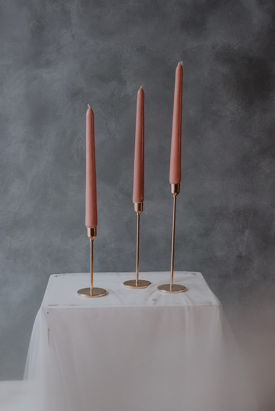 Tempat Lilin Tinggi Polos Minimalis 40 35 30 Cm Set 3 Kuningan Candle Holder - Mk Aluminium