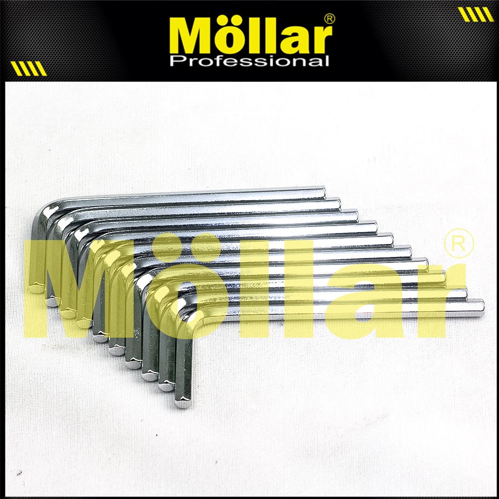 MOLLAR Set 10 pc Kunci L Pendek 4 mm Flat Hex Key Short Hexagon Wrench Original