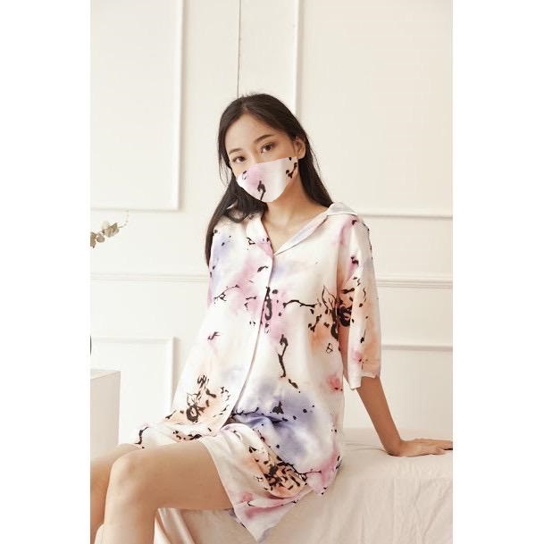 Morymony daily set homewar / setelan celana pendek / stelan baju wanita marble pastel-milea