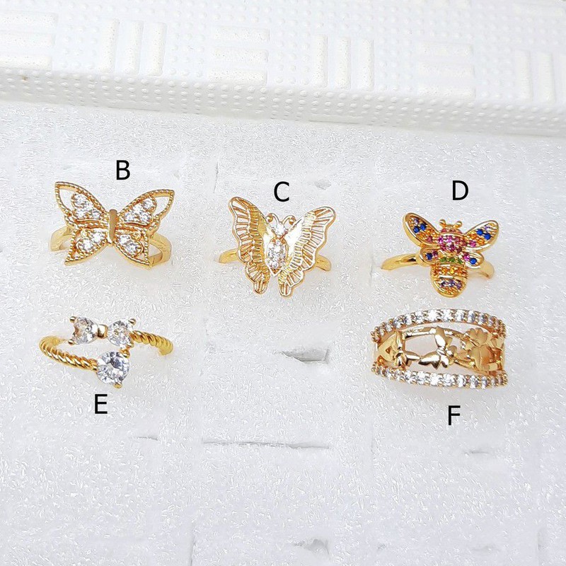 Cincin Xuping Premium Lebah Bentuk Mahkota Kecil Lapis Emas - BR486