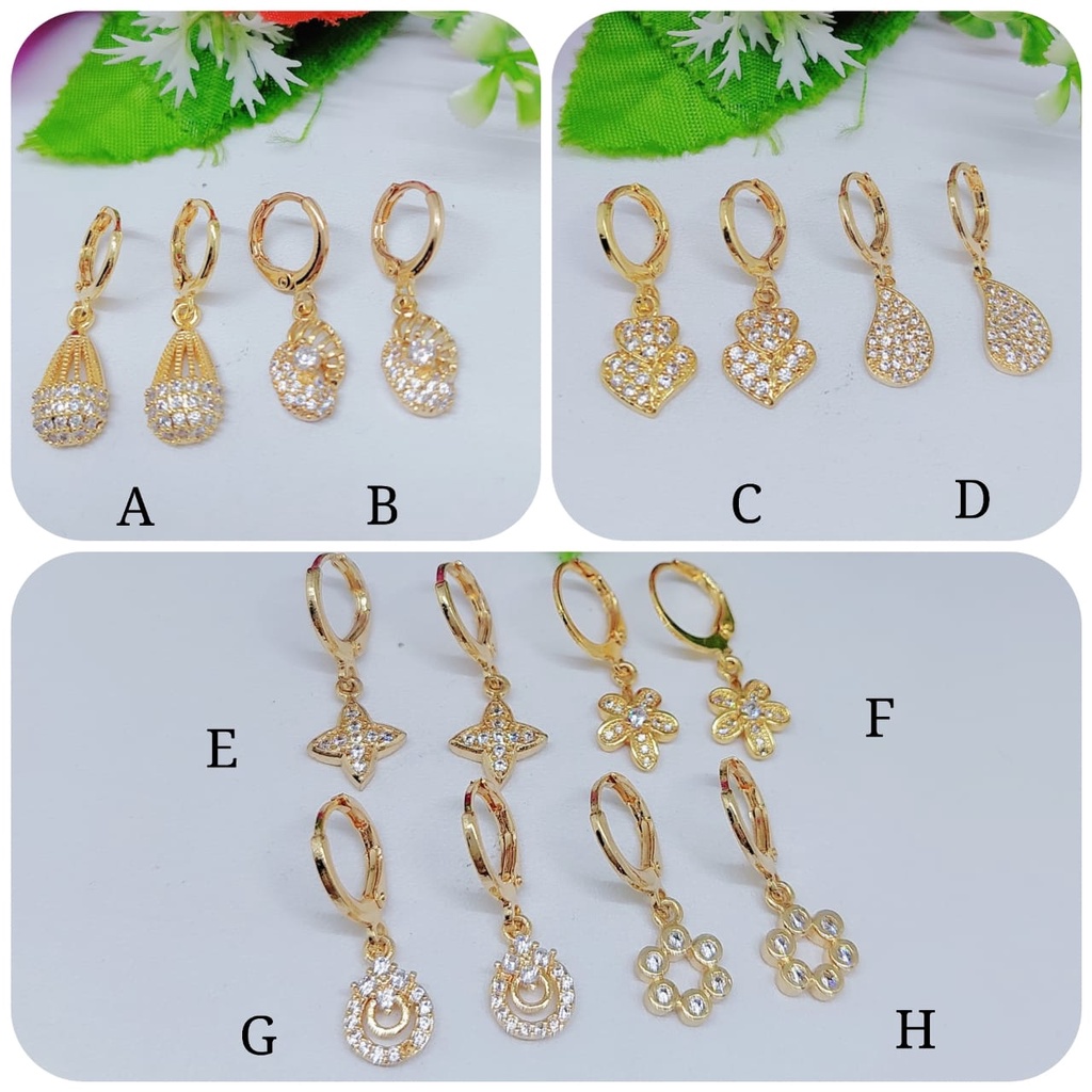 Anting xuping permata lapis emas perhiasan fashion a-h