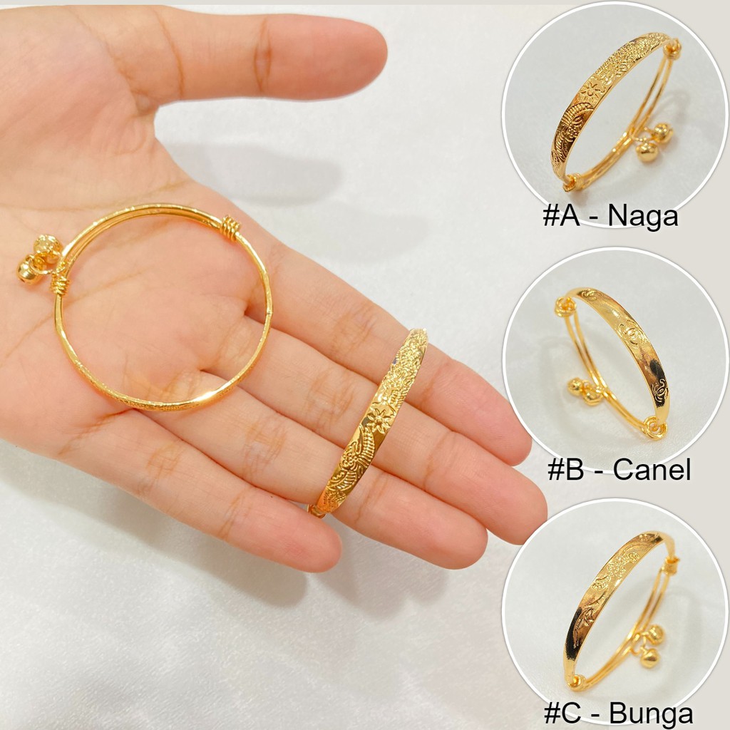 Gelang Bayi / Anak Lonceng Lapis Emas Warna 18 Karat