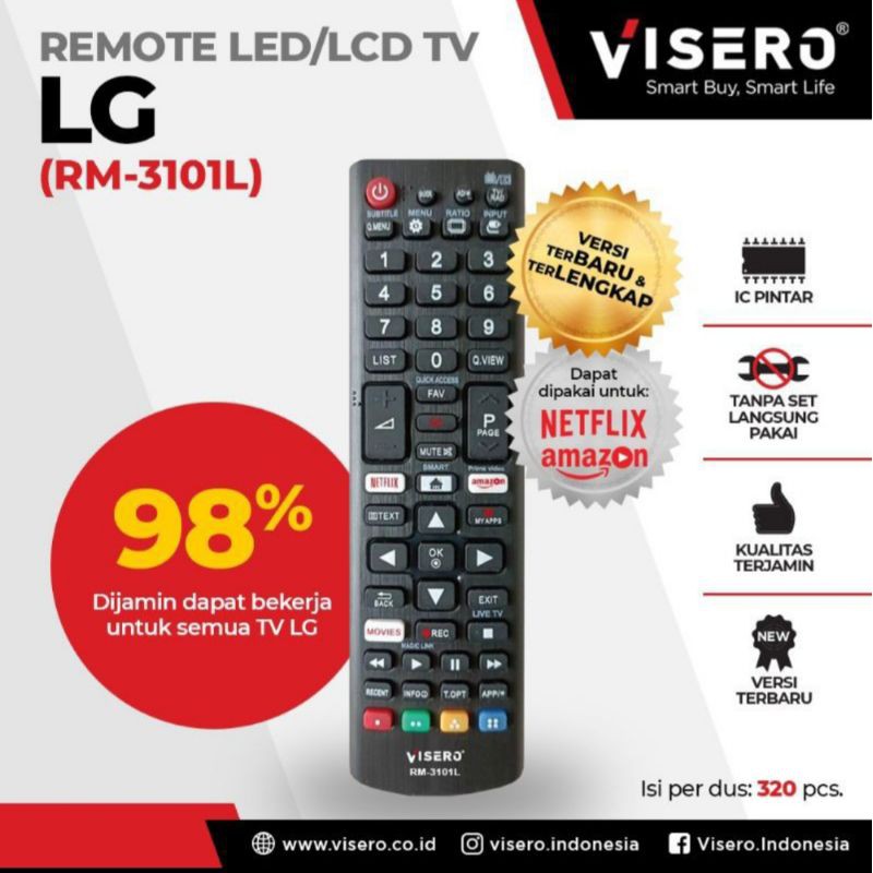 Remote TV LED LCD Visero berbagai merk TV