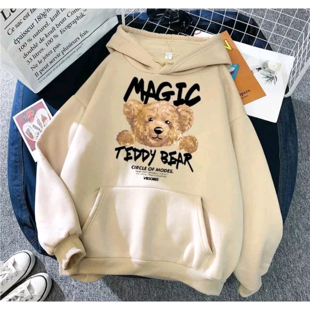 MAGIC TEDDY BEARS SWEATER HOODIE WANITA BAHAN FLECEE