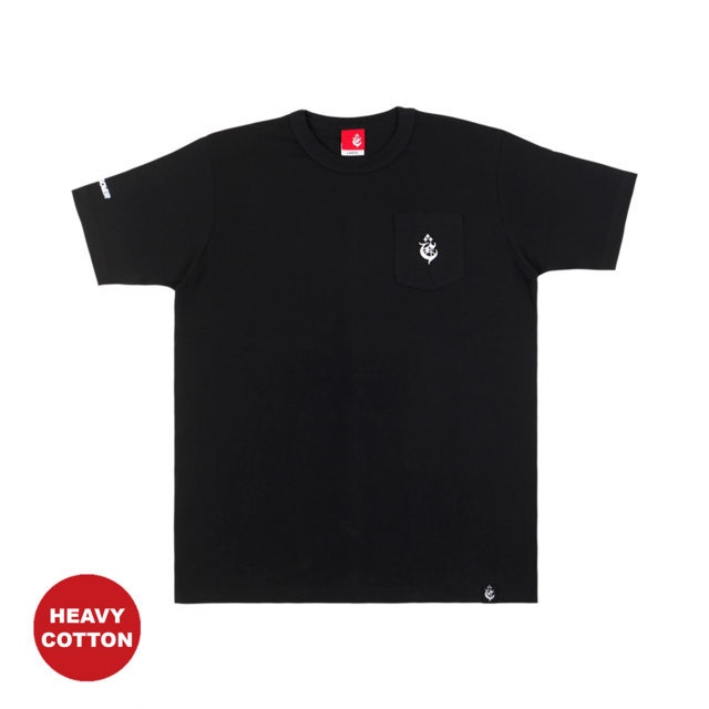 POCKET T-SHIRT CROSSOVERBDG "LOGOP" BLACK . UNISEX OVERSIZE TEE