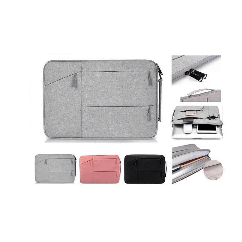 Tas Laptop Jinjing Pocket Black Nylon Waterproof 11 12 13 14 15 16inch
