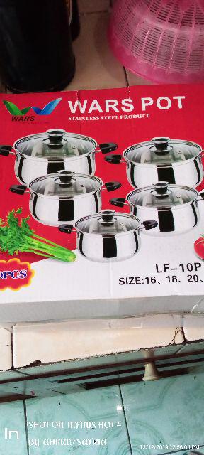 [disiniaja] [panci 5 Susun] Panci Beranak Stainless Steel Tutup Kaca Set Isi 5pcs