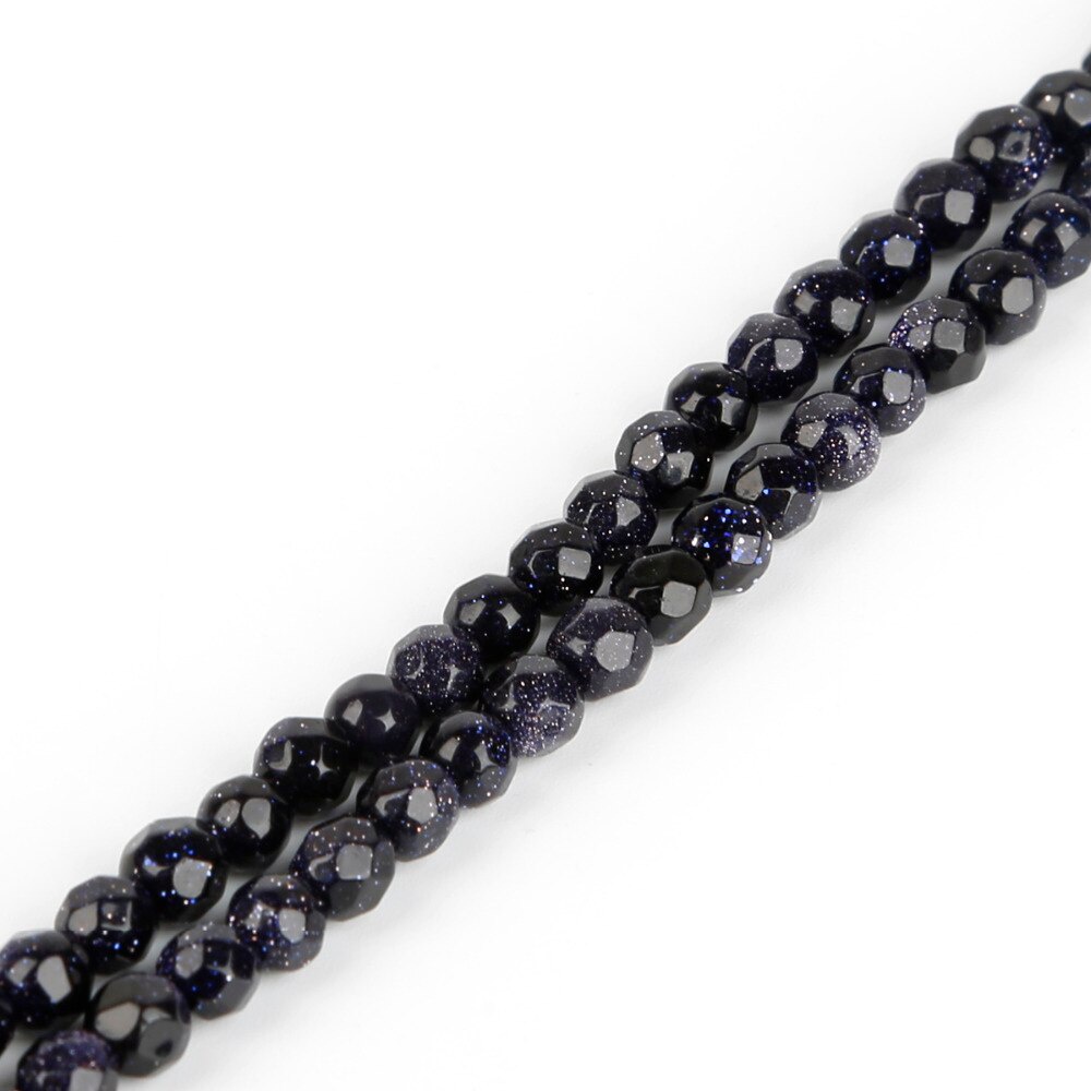 38-93 Pcs Kedatangan Sintetis Celup Pasir Biru Segi Bulat Manik-manik Bola untuk DIY Kalung Perhiasan Membuat Pick Ukuran 4 6 8 10 Mm Grosir