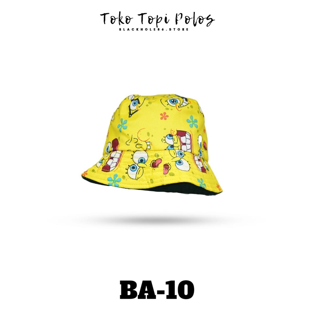 Topi Bucket Anak Bolak Balik Motif Karakter / Topi Anak Karakter 3-8 Tahun / Bucket Anak Lucu