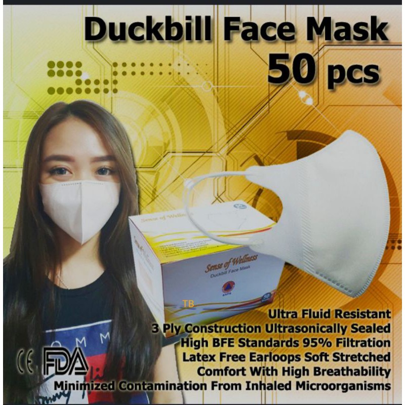 Masker Sense of Wellness Duckbill 3ply Disposable Duck Bill 3ply Bedah Medis - DUCKBILL Earloop