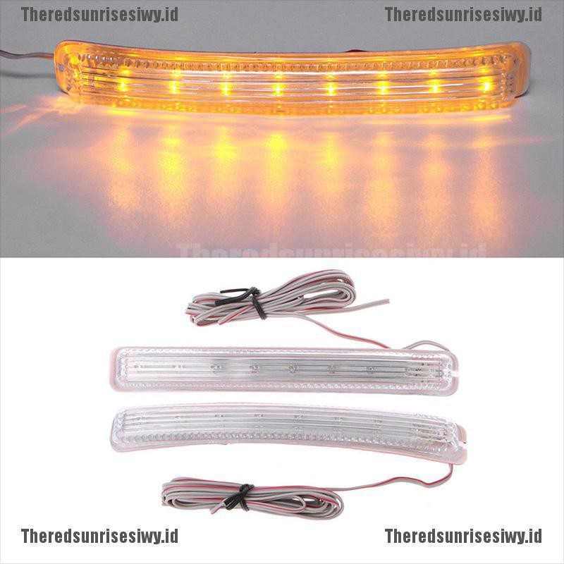 Xz 2Pcs Lampu LED Amber 9 SMD 12V Warna Amber untuk Kaca Spion Mobil Universal