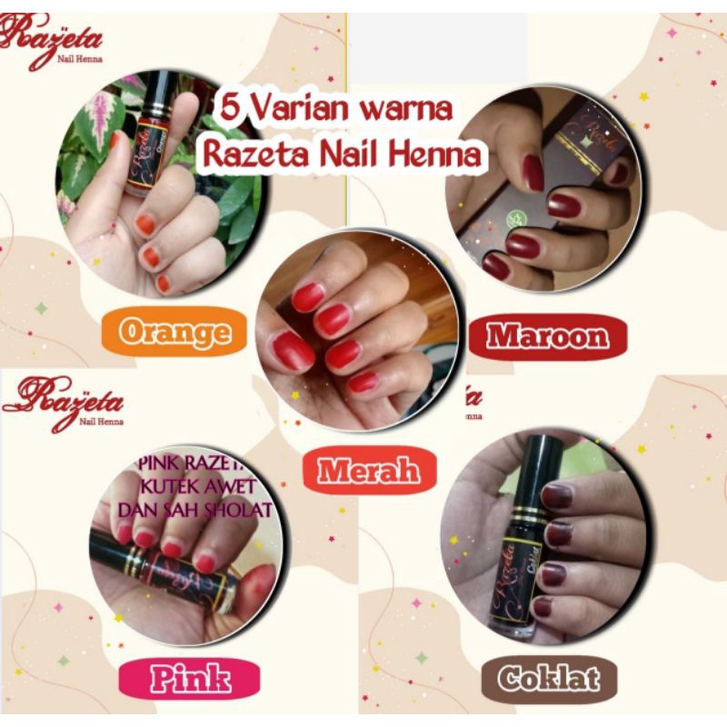 (MASTER STOKIS) PROMO RAZETA NAIL HENNA- HALAL - AWET 3 bulan - No luntur luntur