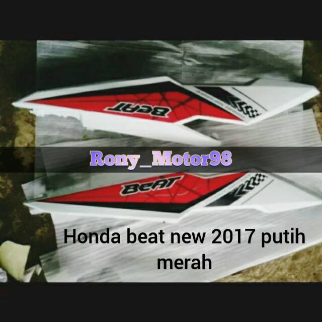 Cover body samping honda beat new 2017 putih lis merah
