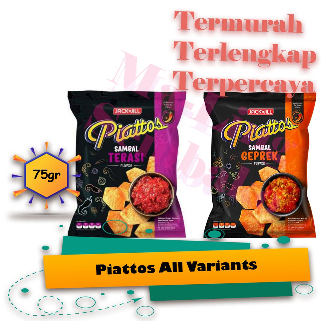 

PIATTOS SAMBAL TERASI / PIATTOS SAMBAL GEPREK 75G, Snack, Cemilan, Chips, Makanan Ringan, Kentang