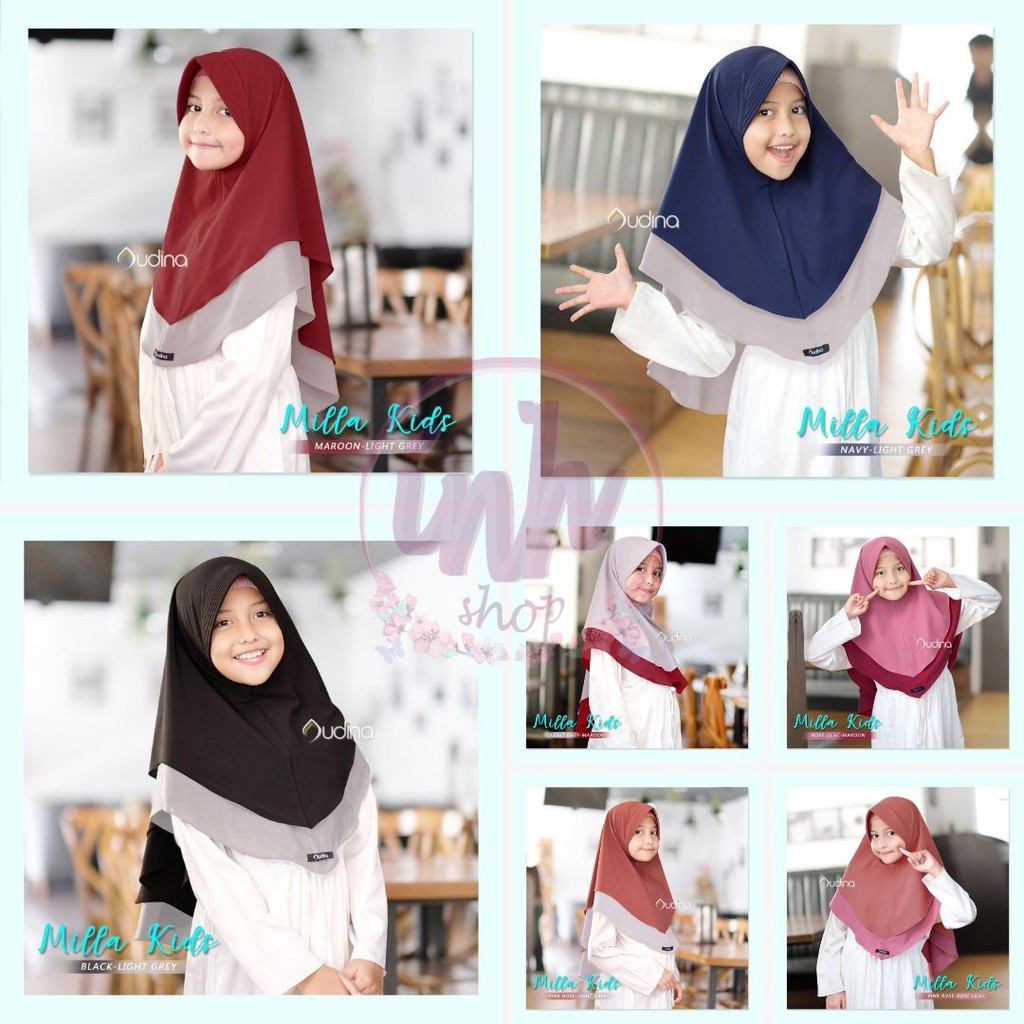 MILLA KIDS KHIMAR ORI AUDINA JILBAB INSTAN SYARI MURAH CANTIK HIJAB ANAK PET ANTEM DUA LAYER