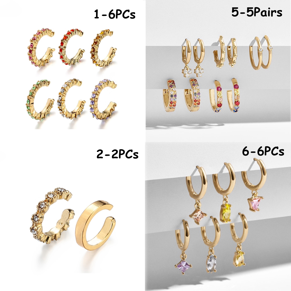 ROW Accessories Cubic Zirconia Ear Cuff Party No Piercing Earrings CZ Cuff Earrings Women Fashion Gift Jewelry No Pierced Rhinestone Dangle