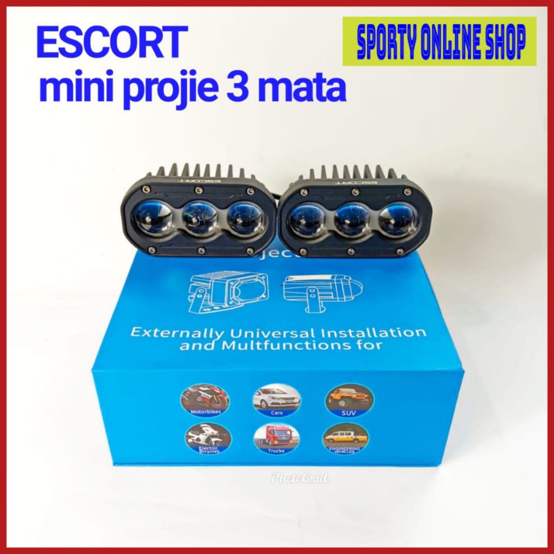 Mini Projie Lampu 3 Mata Merk ESCORT