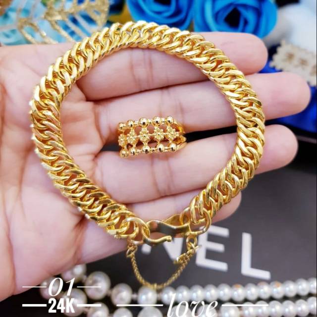 Xuping gelang dan cincin lapis emas 24k 1506j