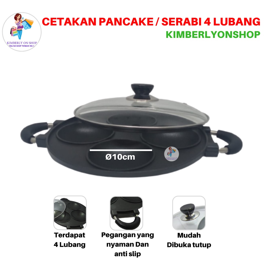 Cetakan Kue Martabak Serabi Pancake Mini 4 Lubang Happy Call