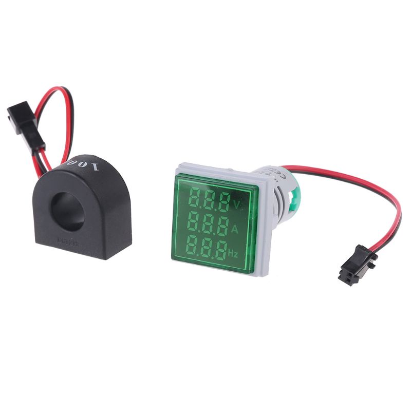 Btsg 3in1 AC Voltmeter Ammeter Frequency Meter Indikator LED Hijau Untuk Industri