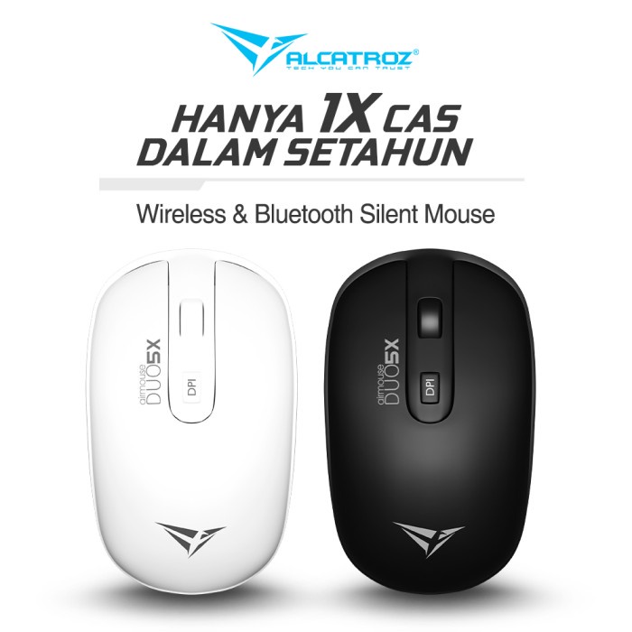 Alcatroz AirMouse Duo 5X Silent Click Wireless Mouse