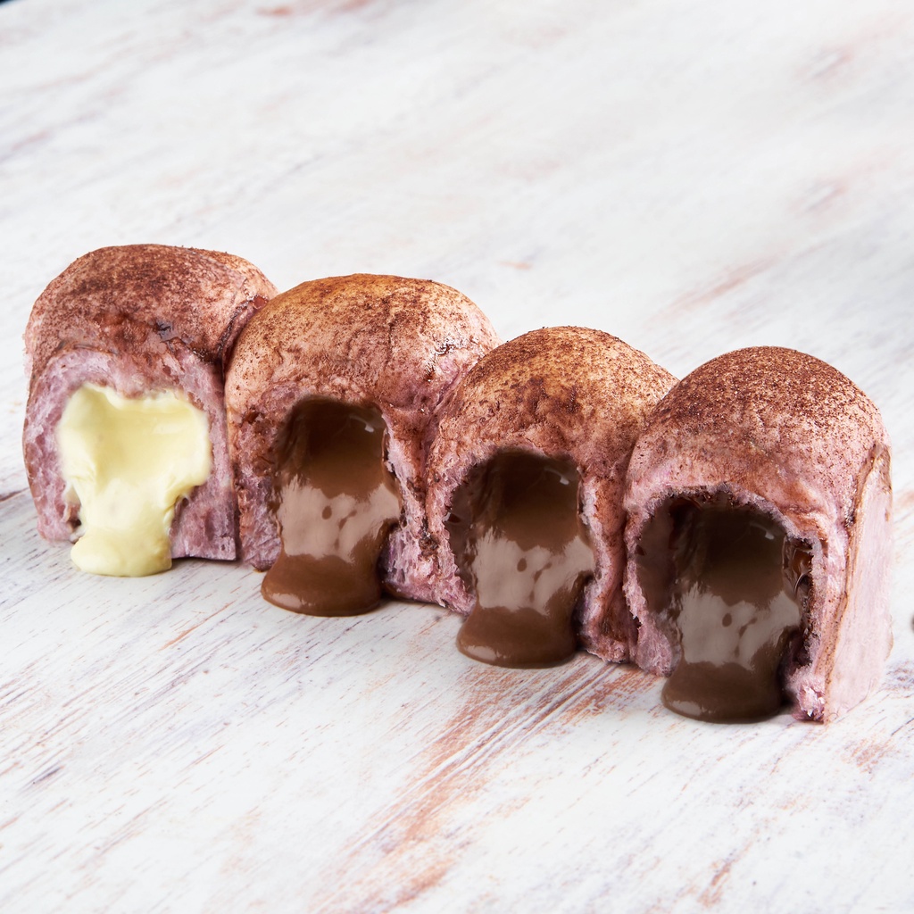 (VEGAN) UBE Oat Buns with Triple Chocolate