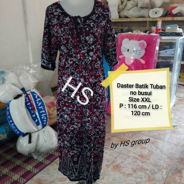 Dress daster batik tulis tuban size xxl lengan pendek