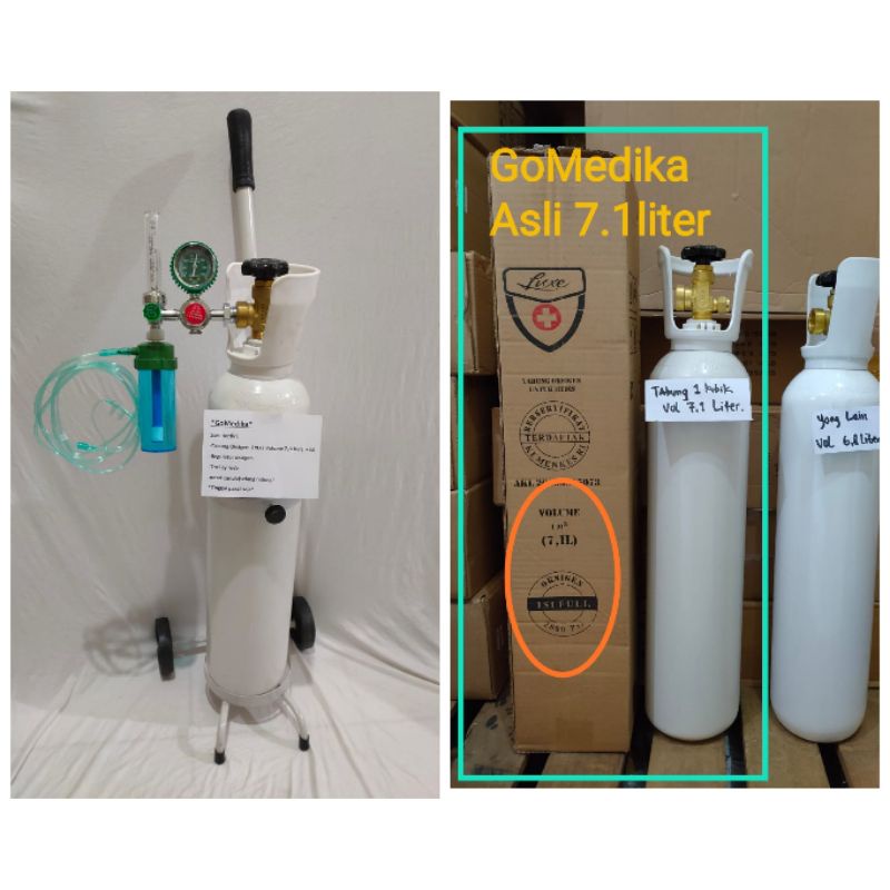 Tabung oksigen 1 kubik satu set (tabung + regulator + trolley)