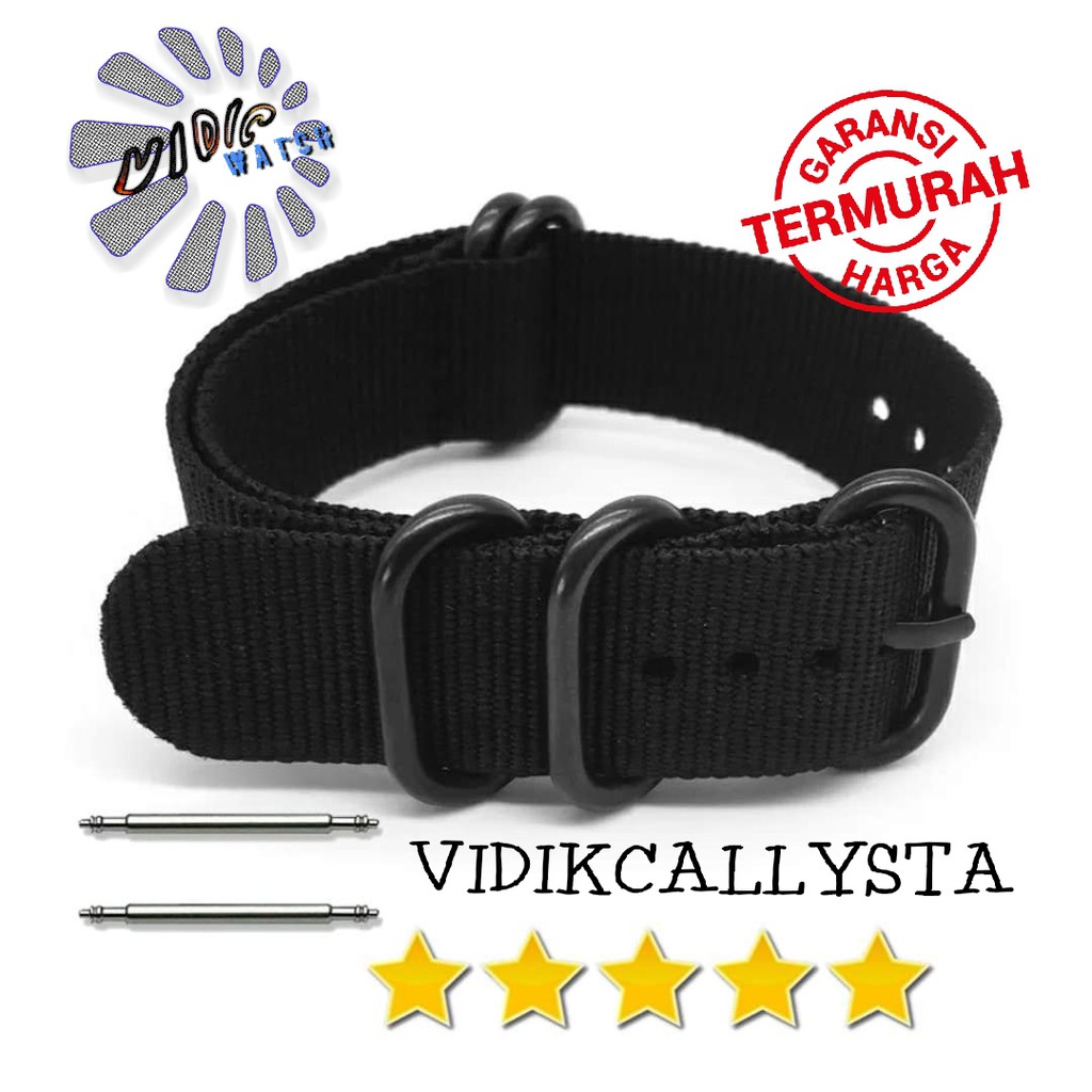 Strap Tali Jam Tangan PVD Nylon Nato Zulu Canvas 18mm 20mm 22mm 24mm Premium 5-Ring PVD Strap Tali Jam Kanvas 18 20 22 24