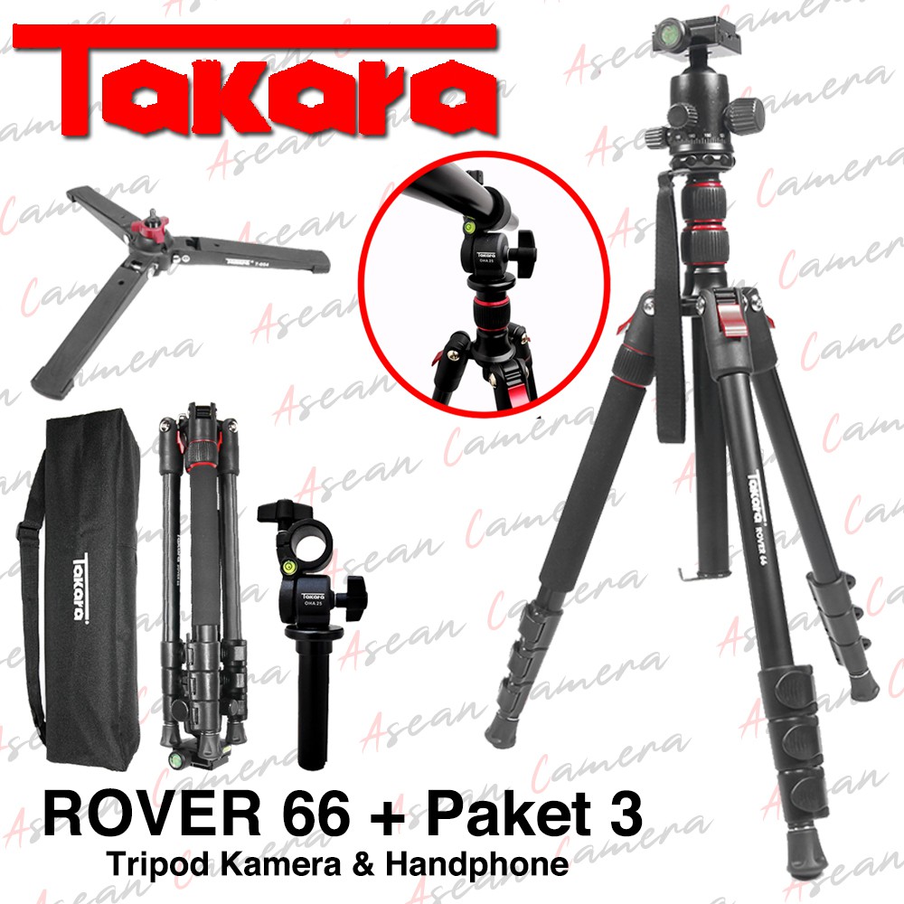 Tripod Takara Rover 66 Paket 3 OHA 25 T-054 Traveling Monopod Kamera Mirrorless