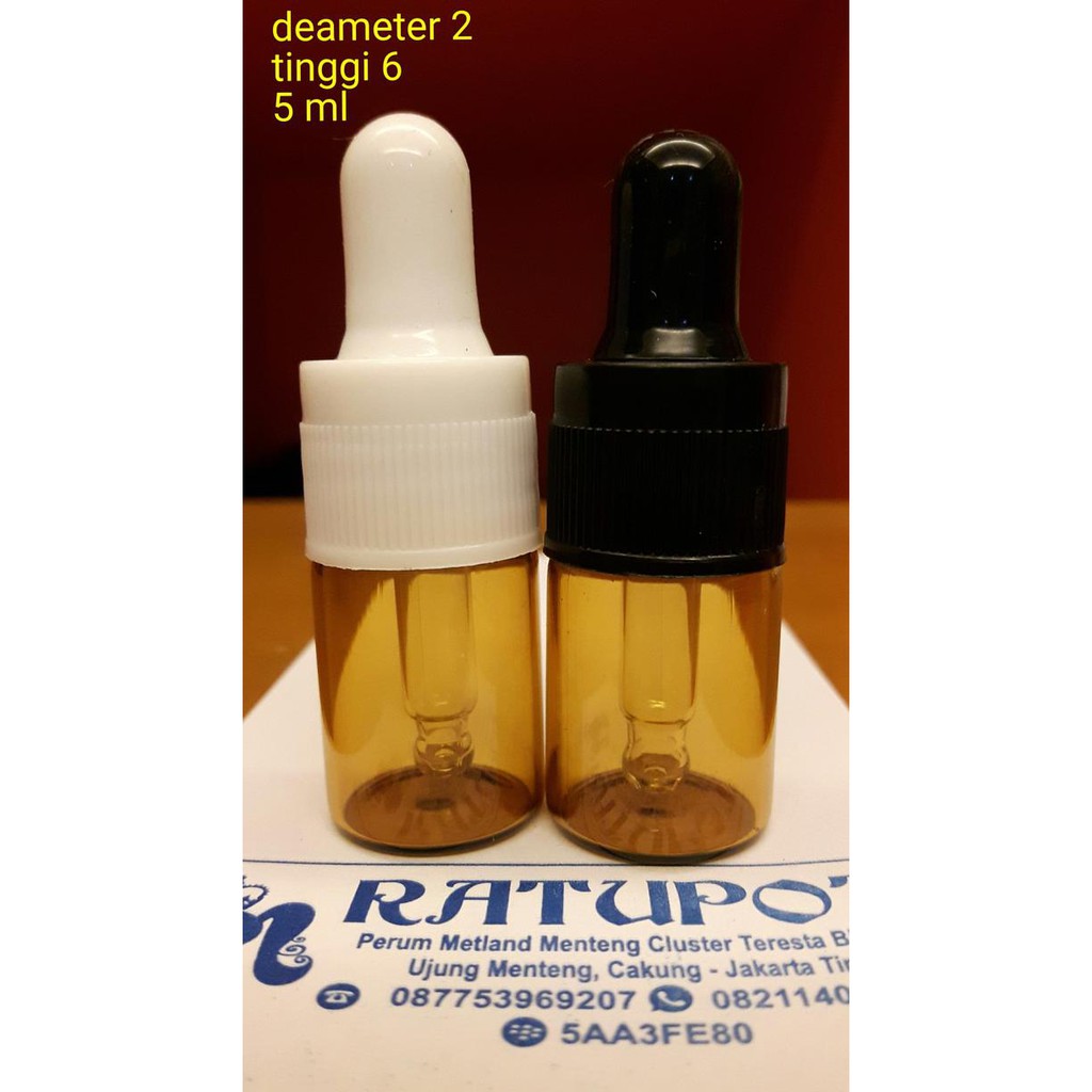 BOTOL 5 ML KACA COKLAT TIPIS PIPET
