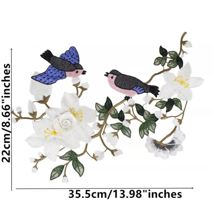 Patch Bordir Burung Bunga/Bordir Tempel/Aplikasi Bordir 002