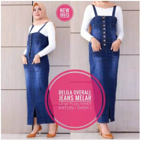 ((3 warna )) DELILA OVERALL Matt Jeans Wash HQ