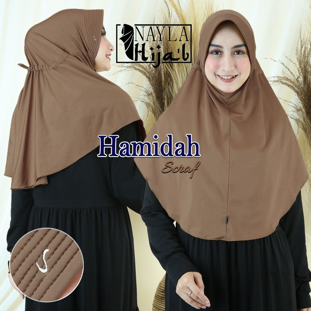 Jilbab Bergo Terbaru Kerudung Instan Serut Hamidah Polos Hijab Instan Serut Hamidah RUMAH HIJA'B-3