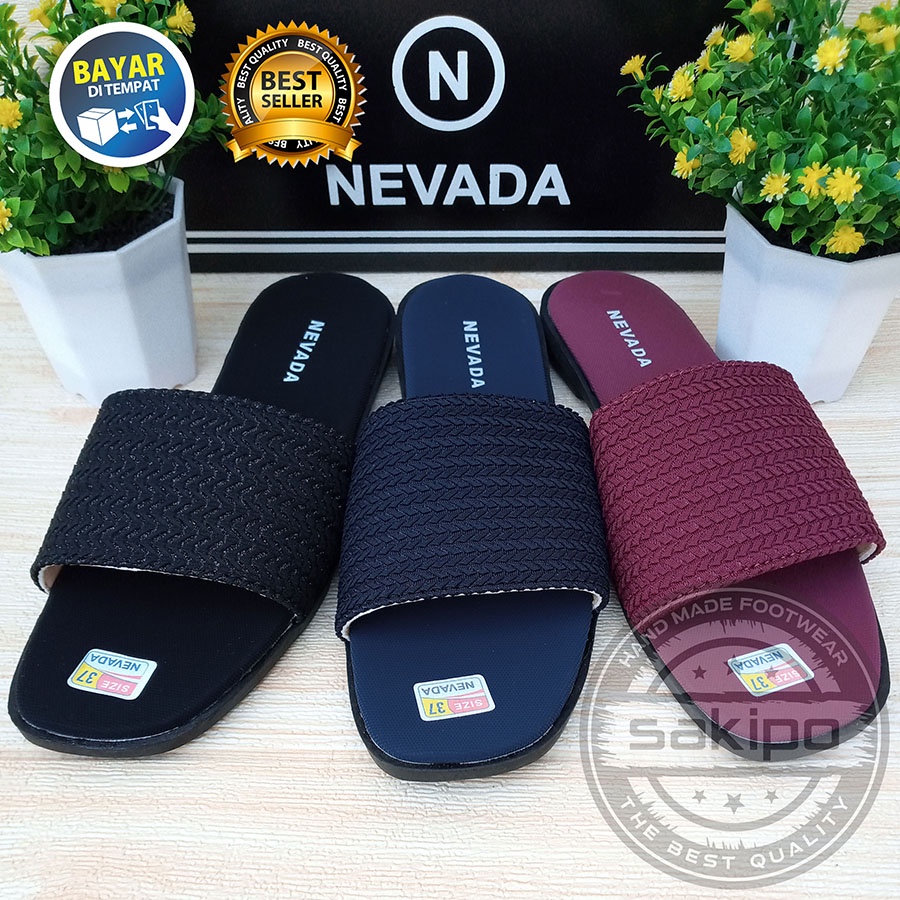PROMO 12.12 BIRTHDAY SALE  SANDAL SLOP WANITA DEWASA RAJUT NEVADA TRENDI TERBARU / SAKIPO