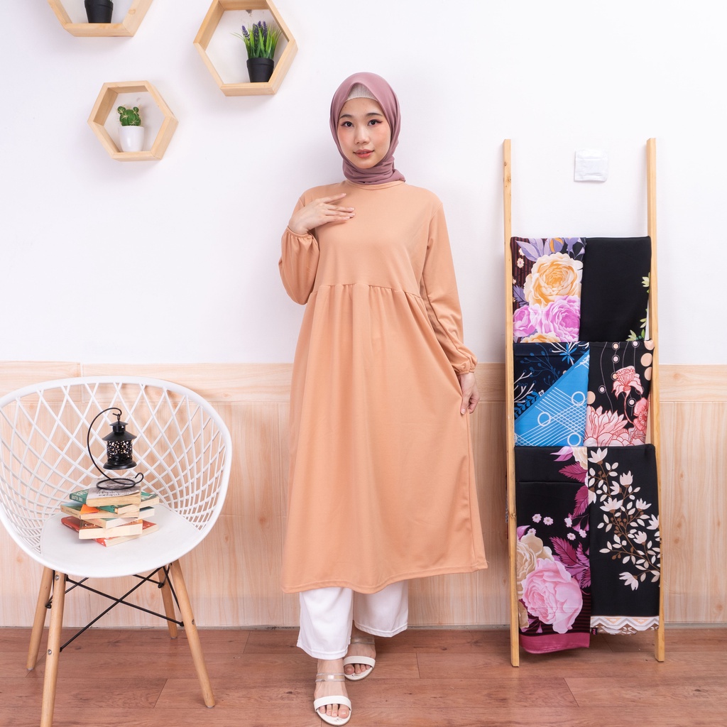 Long Tunik Polos Wanita Kancing Depan / Tunik Busui Wanita | Fashion Muslim Wanita