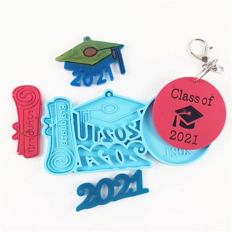 SIY  Glossy 2021 Graduation Keychain Epoxy Resin Mold Silicone Mould DIY Crafts Tool