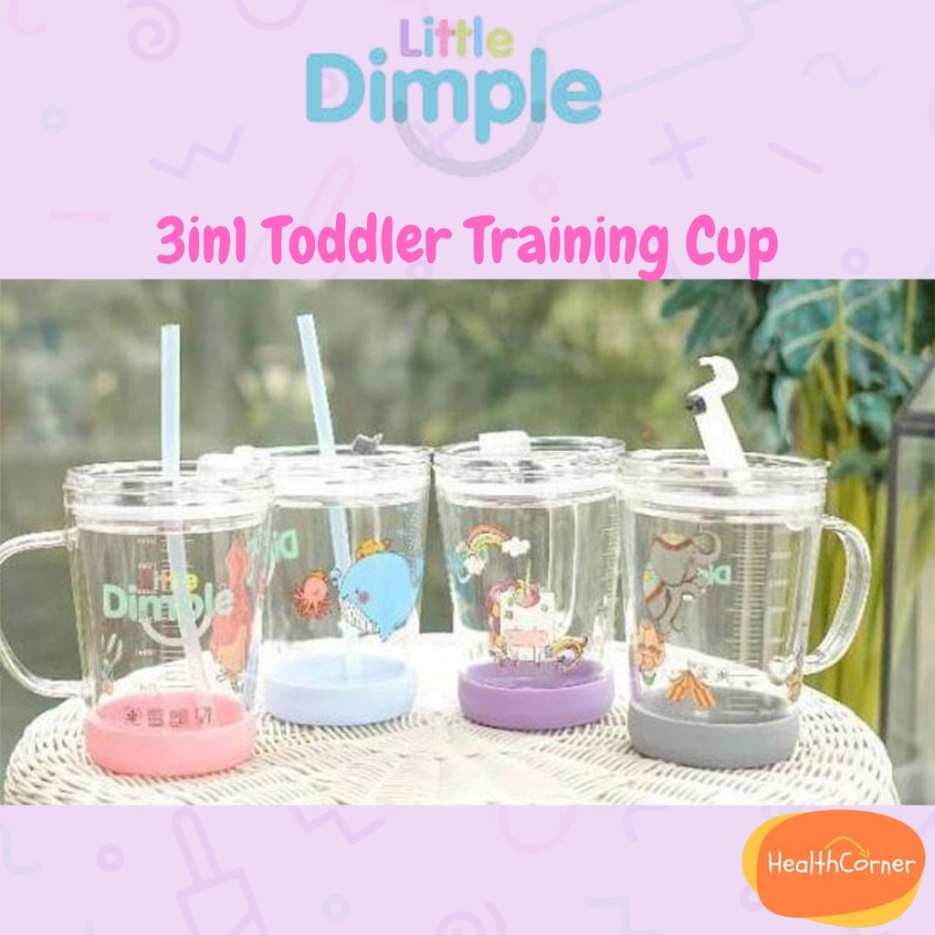 Little Dimple 3in1 Toddler Trainer Cup - Multipurpose Milk Cup Training Cup Gelas Anak