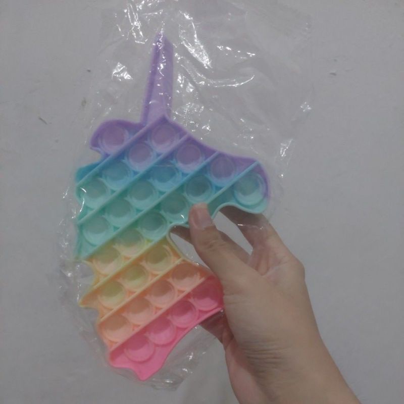 《READY STOCK 50+ JENIS》 Mainan Anak Pop it Fidget Unicorn Rainbow Versi 1-Unicorn pastel