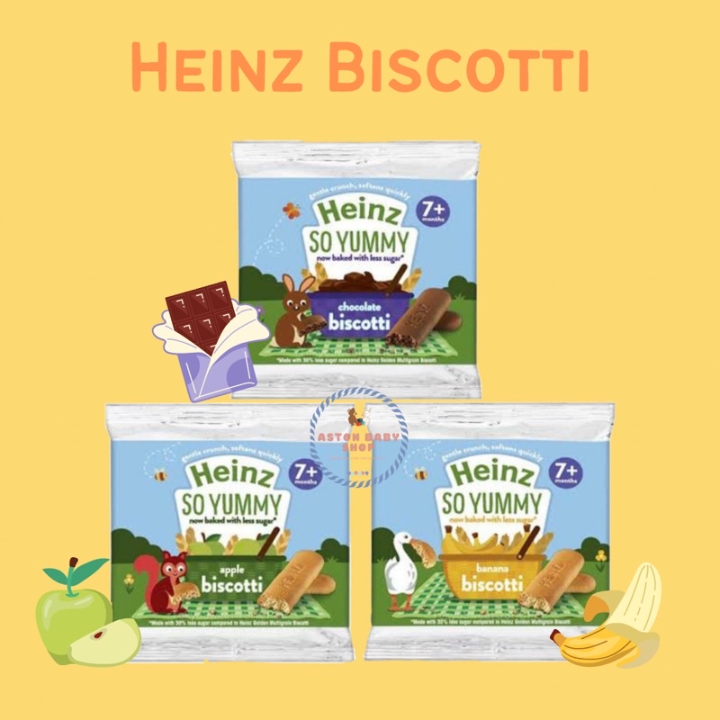 Heinz Biscotti 60 g Biskuit Bayi 7 bulan ke atas Heinz Chocolate Biscotti Heinz Banana Biscotti Hein