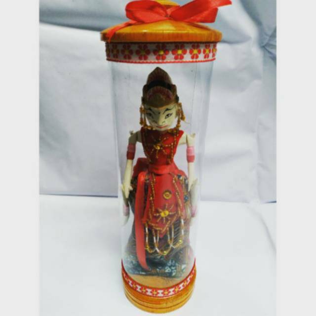 (BISA COD) PAJANGAN MINIATUR WAYANG GOLEK SHINTA DALAM TABUNG BAHAN KAYU UKURAN 27x5 cm - DEKORASI