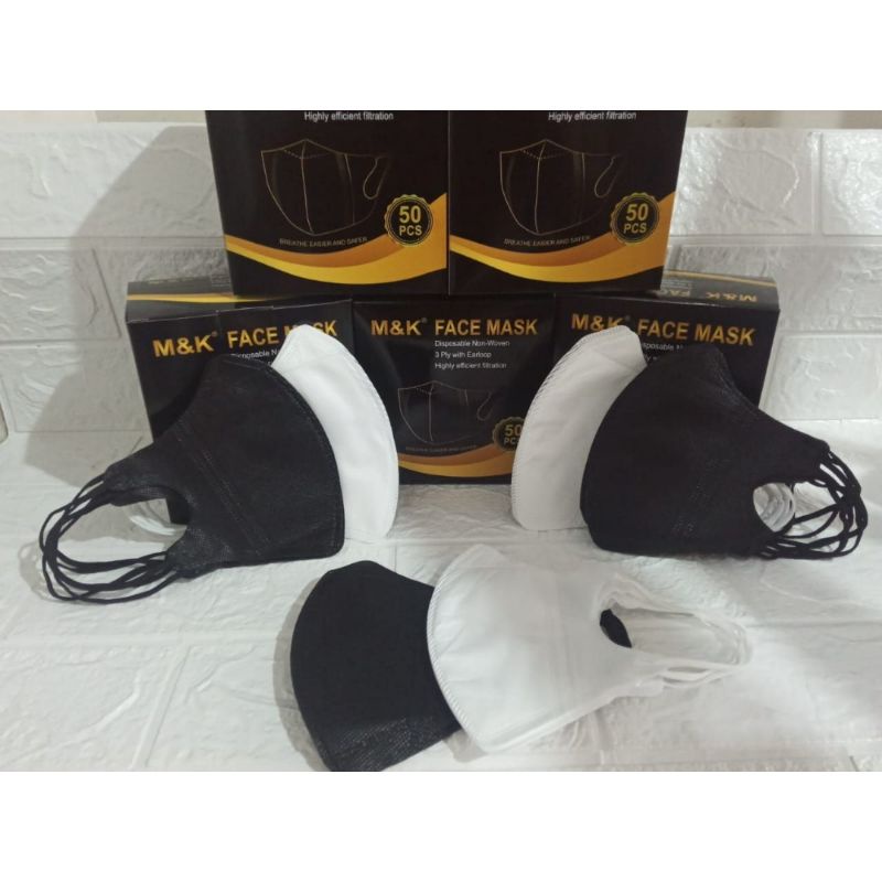 Masker Duckbill M&K Garis Sensi 3 Ply isi 50 Pcs Original Duckbill Face Mask