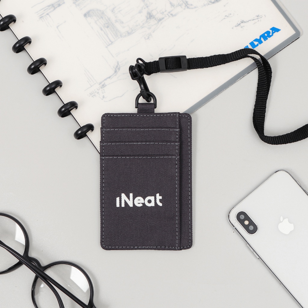 

iNeat Card Holder Lanyard ID Card Nametag Wallet Grey