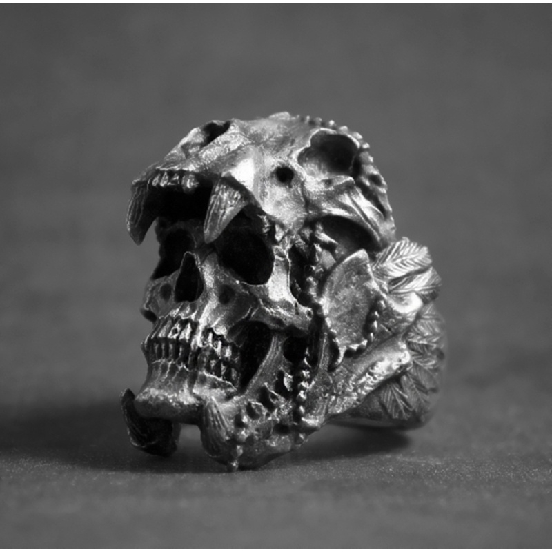 SEUSUK  Cool Retro Fashion Men's Ring Indian Jaguar Warrior Skull Punk Jewelry Boutique