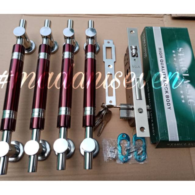 Handle Pintu Rumah set Tarikan Pintu Rumah set stainless sunduk + kunci