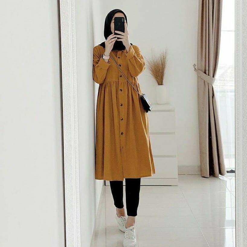 Baju Atasan Wanita Remaja Terbaru Dzuvia Tunik Full Kancing Termurah Terkini 2021