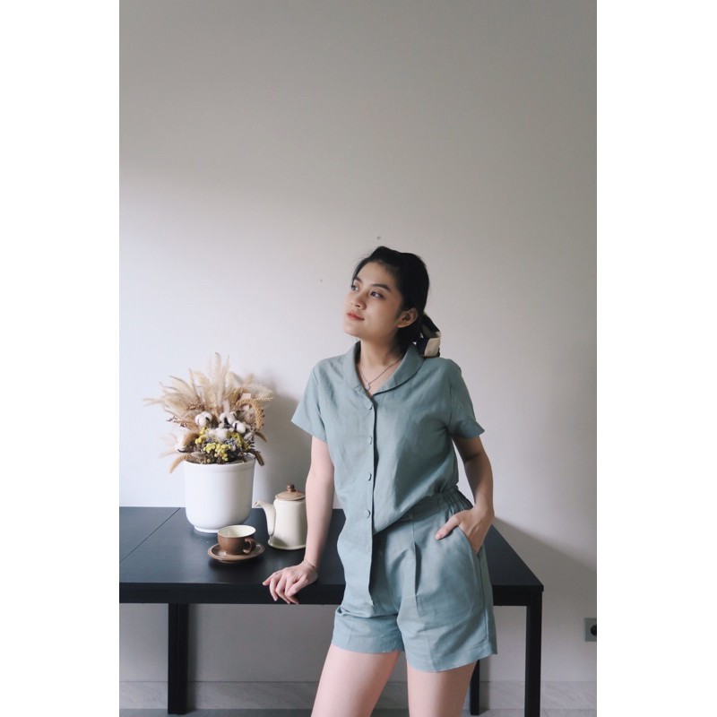 Odelin Linen Set- Setelan Wanita, Setelan Wanita Kasual, Setelan Bigsize, Setelan Linen