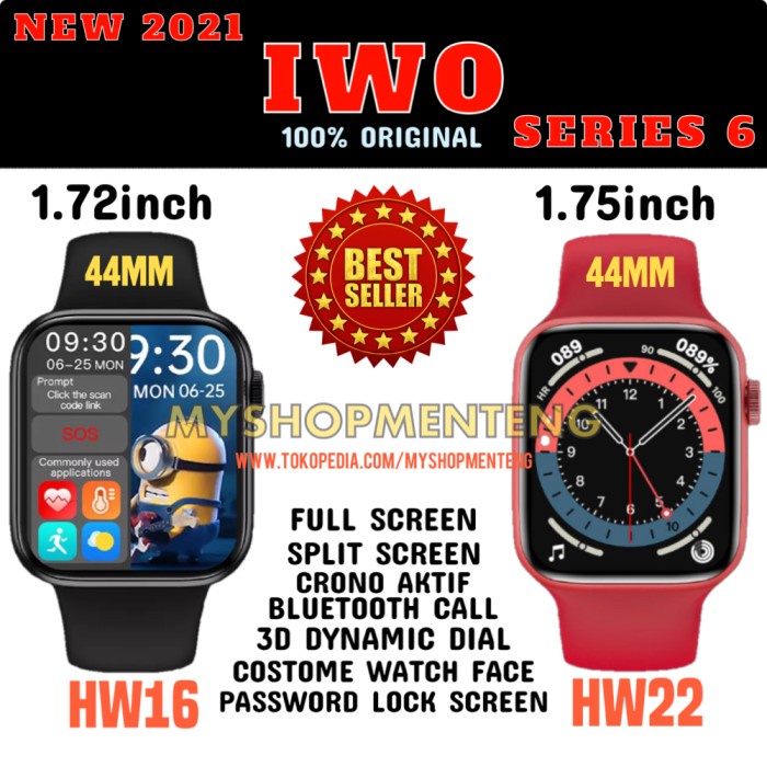 IWO HW16 SMARTWATCH SERIES 6 BISA TELEPHONE 44MM